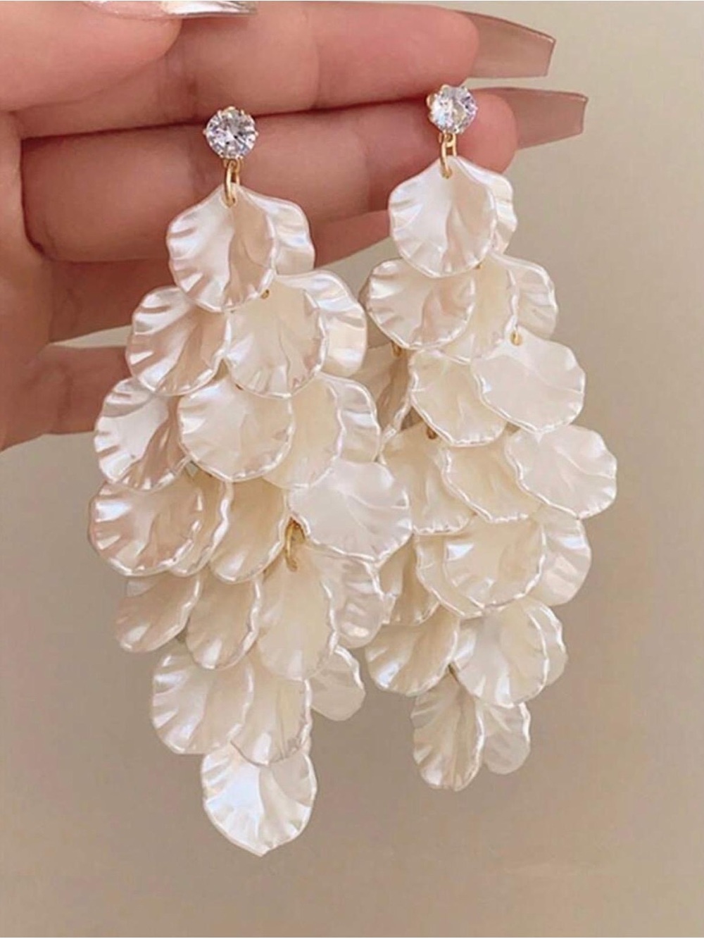 Ivory Floral Cluster Drop Earrings